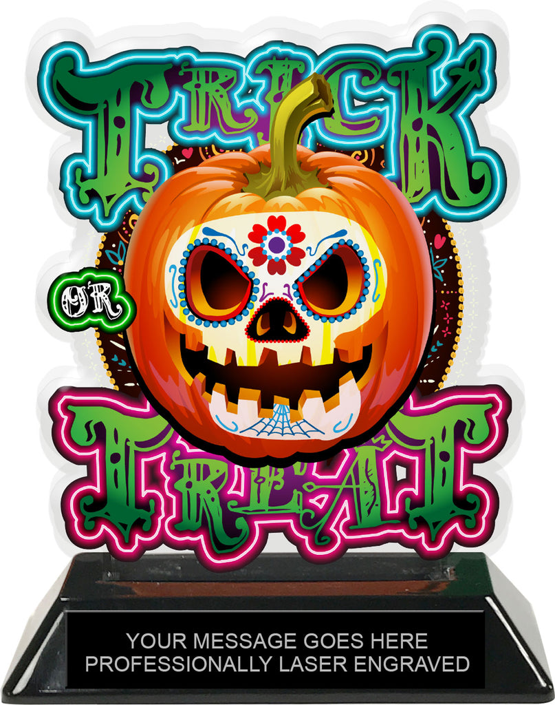 Halloween Sugar Skull Colorix-T Acrylic Trophy - 6.25 inch [TACR6-HLWN-SGRSKL-Q]