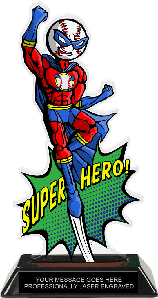 Baseball Super Hero Acrylic Trophy- 10 inch [TACR10-SH-BS-Q]