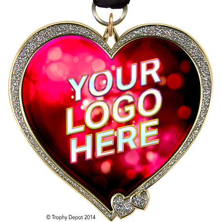 2.5" Custom Heart Insert Medal - Silver Glitter - TD Exclusive! [MXHRT2-SLV]
