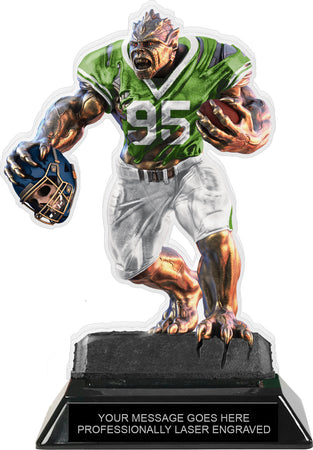 Beast Football Choose Your Number Acrylic Trophy - 7 inch Green [TACR7-BST-FB-GRN-Q]
