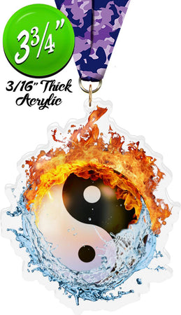 Fire & Water Martial Arts Colorix-M Acrylic Medal [MACR375-FW-MA-Q]