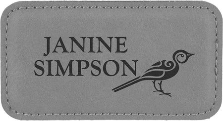 Leatherette Large Rectangle Badge - Gray [BJRCTL-5]