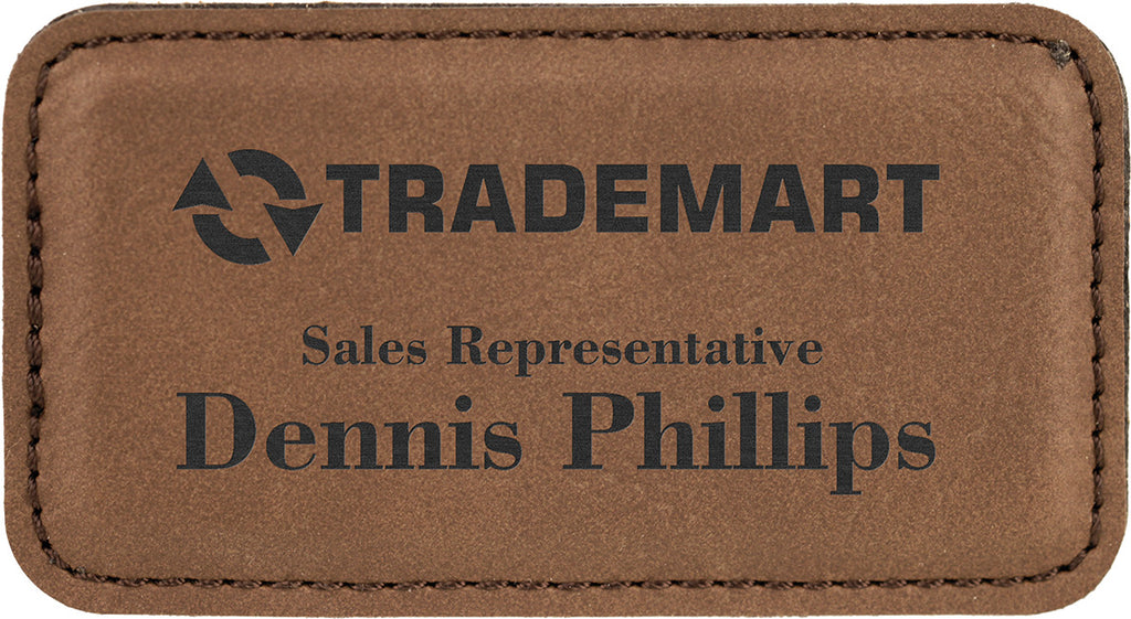 Leatherette Large Rectangle Badge - Dark Brown [BJRCTL-2]