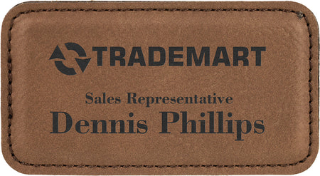 Leatherette Large Rectangle Badge - Dark Brown [BJRCTL-2]