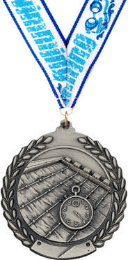 2.75 in Swimming Wreath Framed Medal- Silver [M311-SW-S]