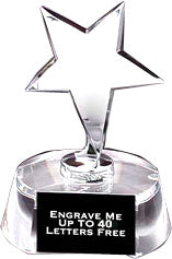 Silver Plated Metal Star Trophy on Crystal Base [CSPS57]