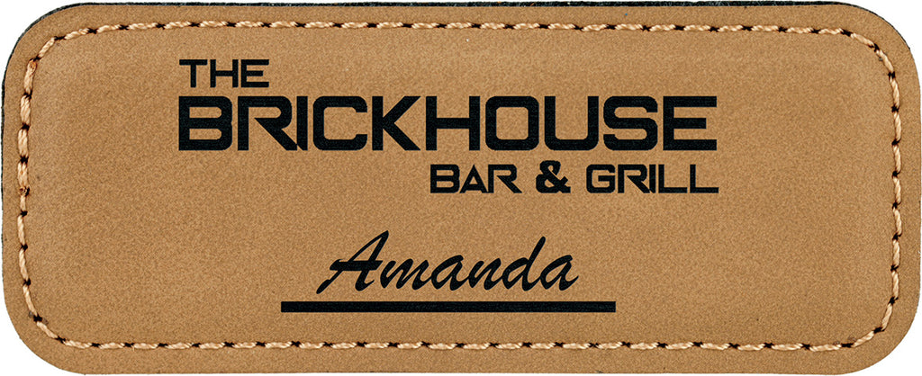 Leatherette Rectangle Badge - Light Brown [BJRCTS-1]