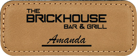 Leatherette Rectangle Badge - Light Brown [BJRCTS-1]