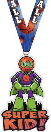 Exclusive Basketball Super Kid Acrylic Medal- 4 inch [MACR4-SHKD-BKM-Q]