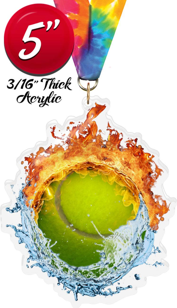 Tennis Fire & Water Colorix-M Acrylic Medal [MACR5-FW-TN-Q]