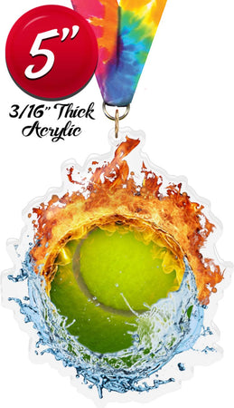 Tennis Fire & Water Colorix-M Acrylic Medal [MACR5-FW-TN-Q]