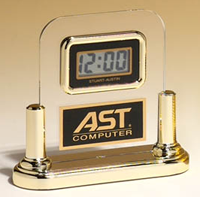 Acrylic Clock with LCD Movement on a Gold Base [TDC2]