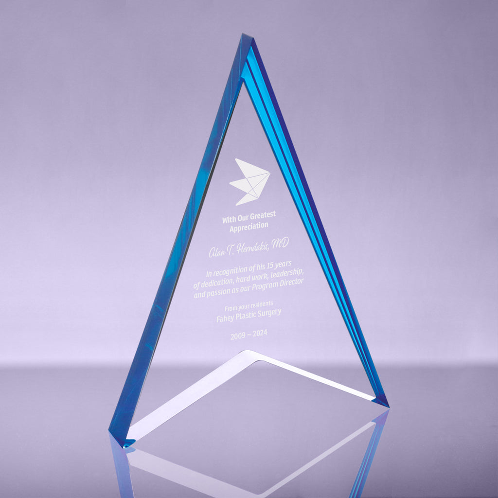 Spearhead Acrylic Award with Blue Reflective Accents - 8 inch [APSPR-8-BLU]