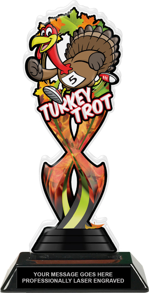 Turkey Trot Tribal Flames Acrylic Trophy - 10 inch [TACR10-TF-TRKTRT-Q]