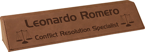 Dark Brown Leatherette Desk Wedge Nameplate - 10.75 inch [NPJLW-2210]