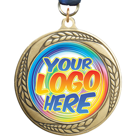 2.5" Custom Antique Finish Twisted Laurel Insert Medal [MXM245]