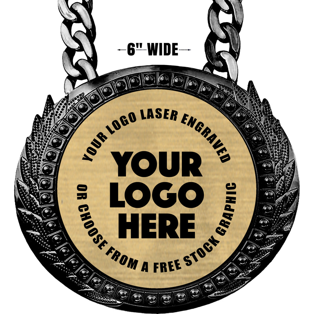 6 inch Champion Chain w/ Gold Engraving Plate - Black [CECSP-G-BLK]