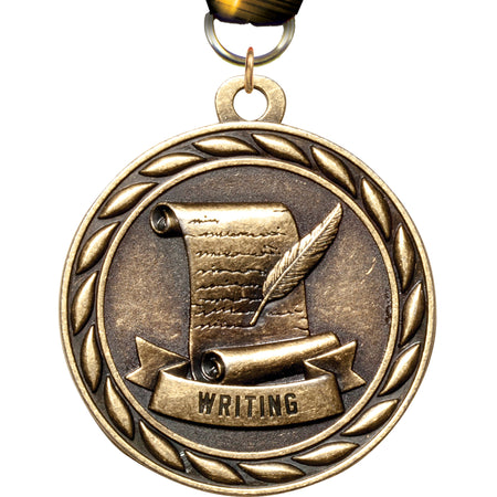 2" Writing Scholastic Medal- Gold [MM3KN2-WRT]