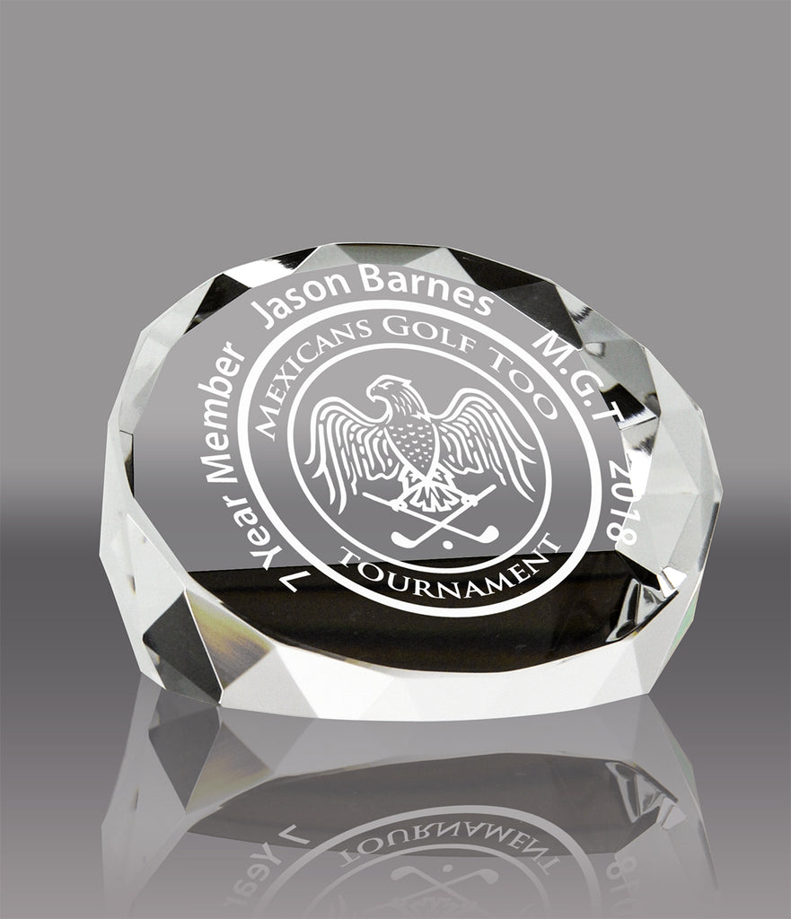 Crystal Duet Round Clear Paperweight Award [CF31-3-X]
