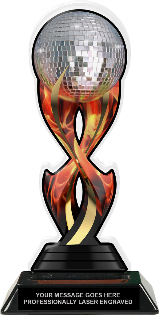 Disco Mirror Ball Dance Tribal Flames Acrylic Trophy- 10 inch [TACR10-TF-DC-Q]