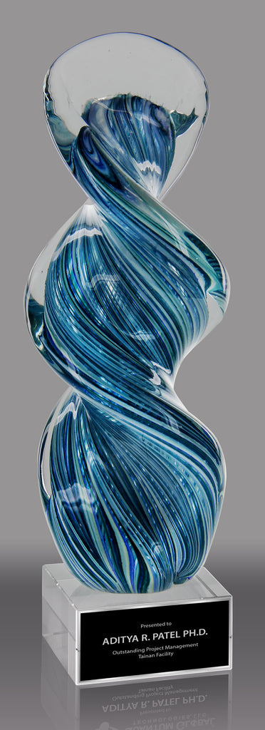 Art Glass Blue/Green Swirl 12" AGC8