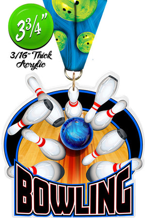 Bowling Colorix-M Acrylic Medal - 3.75 inch [MACR375-BW-Q]