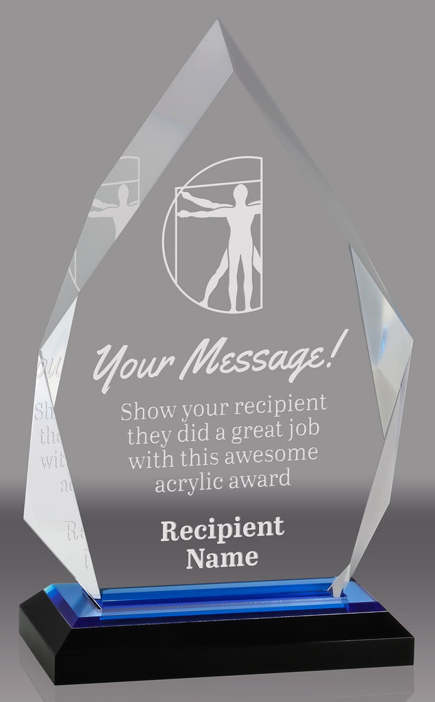 Acrylic Diamond with Blue Reflective Bottom - 8.75 inch [ADIA8-BLU]