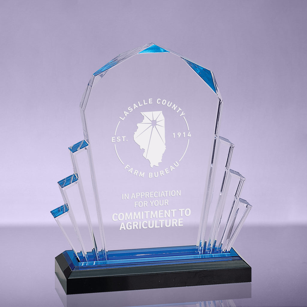 Faceted Impress Acrylic Award - Blue - 6x8 [AJF10-BLU-8]