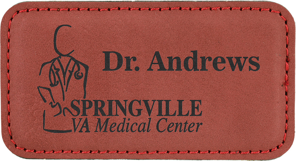 Leatherette Large Rectangle Badge - Rose [BJRCTL-7]