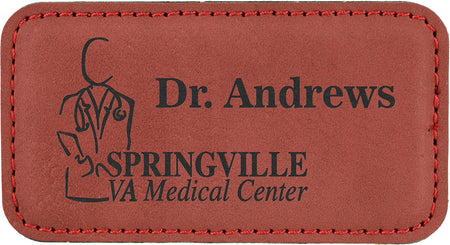 Leatherette Large Rectangle Badge - Rose [BJRCTL-7]