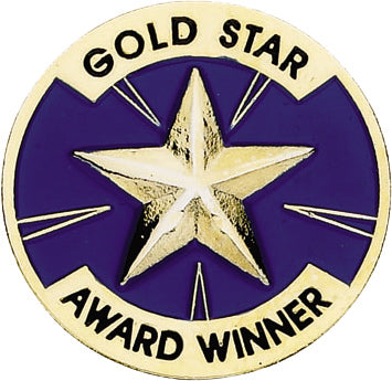 Gold Star Award Winner Enameled Round Pin [PCM-STR-550]