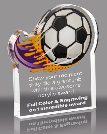 Soccer Splatters Acrylic Award- 3x4 inch [ASLM-34-SC-Q]