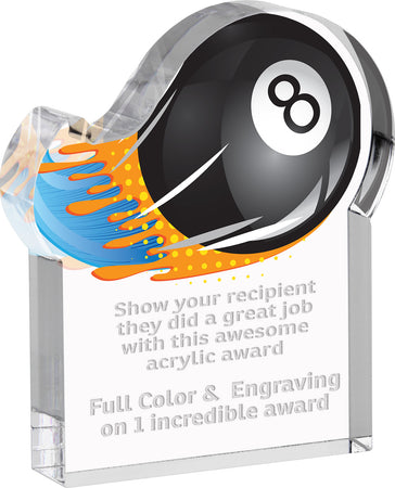 Billiards 8-Ball Splatters Acrylic Award- 4x5 inch [ASLM-45-BL8-Q]