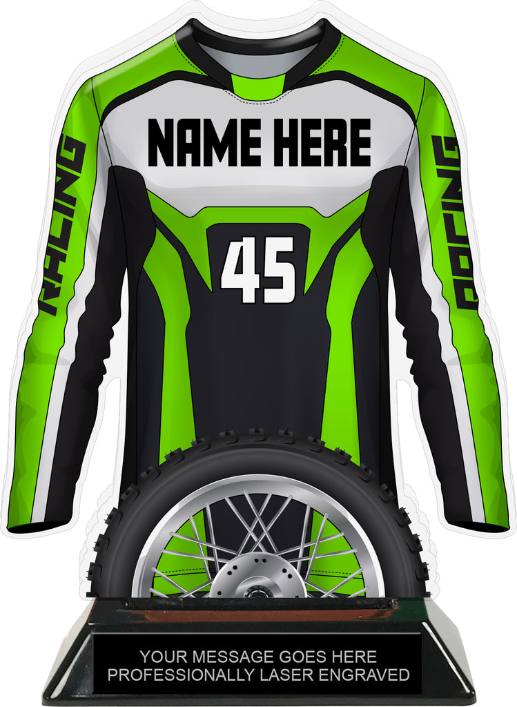 Motocross Jersey Colorix-T Acrylic Trophy - Green [TACR7-JSY-MOTOX-GRN-Q]