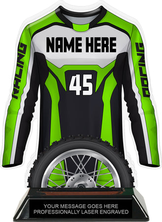 Motocross Jersey Colorix-T Acrylic Trophy - Green [TACR7-JSY-MOTOX-GRN-Q]