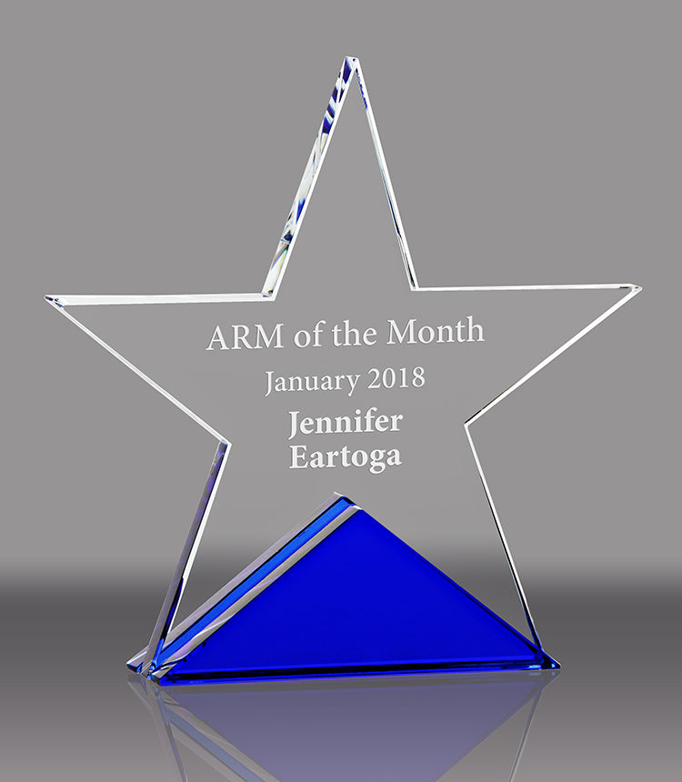 Crystal Star on Cobalt Blue Base Award - 5.875 inch [CM559-LG]