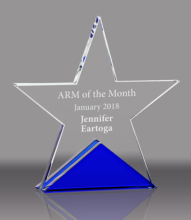 Crystal Star on Cobalt Blue Base Award - 5.875 inch [CM559-LG]