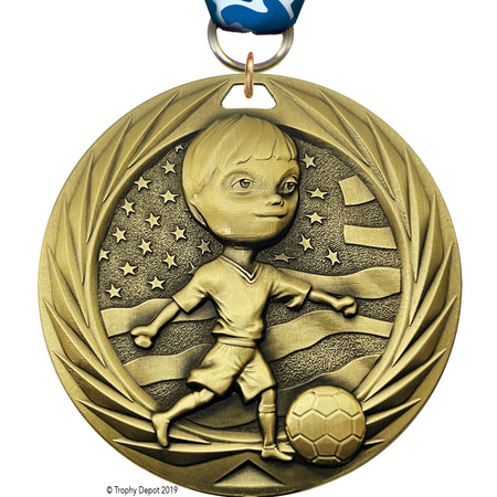 Soccer Youth Male 2.75 inch Blade 3D Diecast Medal [MBD2-SCYM]