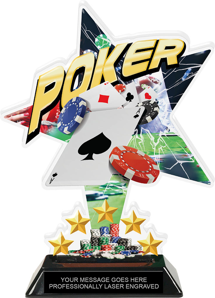 Poker Shattered Star Colorix Acrylic Trophy- 8.5 inch [TACR85-STR-PKR-Q]