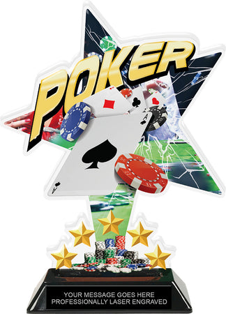 Poker Shattered Star Colorix Acrylic Trophy- 8.5 inch [TACR85-STR-PKR-Q]