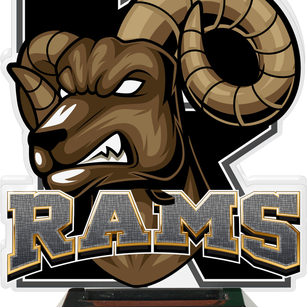 Rams Mascot Colorix-T Acrylic Trophies - Black