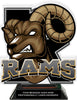 Rams Mascot Colorix-T Acrylic Trophy - 8.25 inch Black [TACR8-MSCT-RAM-BLK-Q]