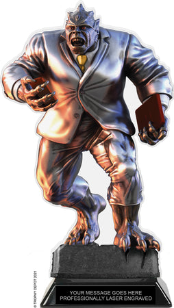 Sales Beast Acrylic Trophy - 10 inch Silver Suit [TACR10-BSAL-SLV-Q]