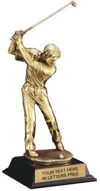 Golf Driver Male Gold Metallic Resin Trophy 13" [GCC-82]