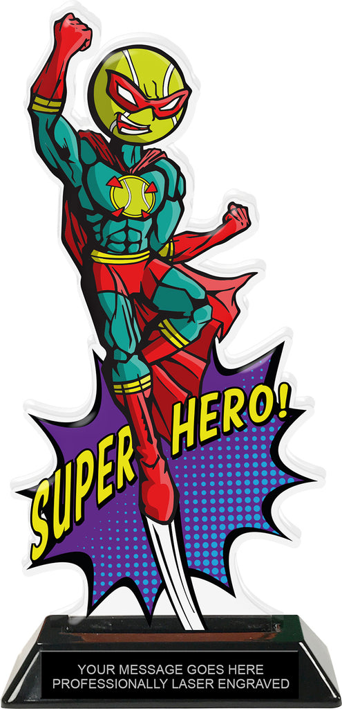 Tennis Male Super Hero Acrylic Trophy- 10 inch [TACR10-SH-TNM-Q]