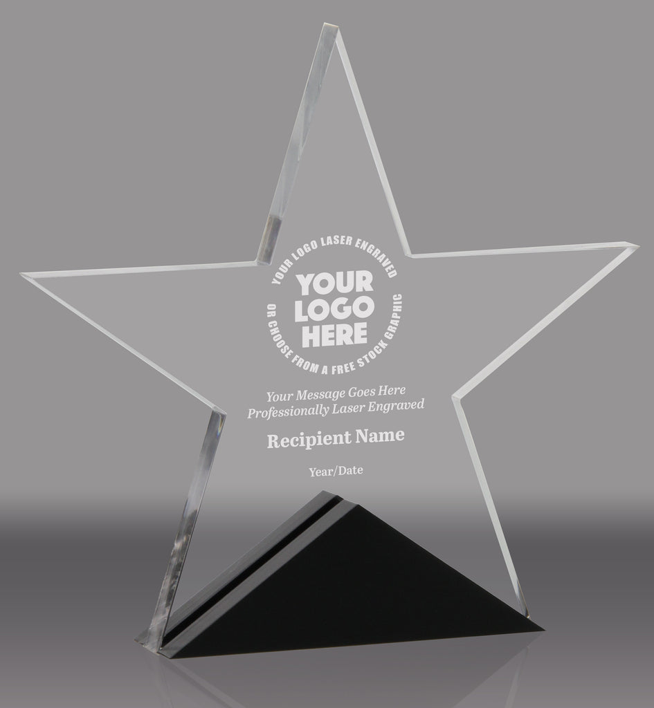 Acrylic Star with Black Accents - 5.5 inch [ATSTRI-5-Q]