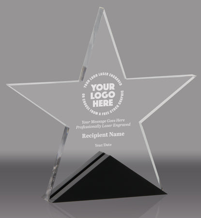 Acrylic Star with Black Accents - 5.5 inch [ATSTRI-5-Q]