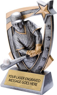 Baseball 5 Star 3D 6" Resin Trophy [R53D5-BS]