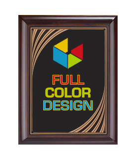 Custom Cherry Finish Plaque with Gold Swirl Plate 8"x10" [TD4260-FC]
