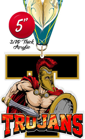 Trojans Mascot Colorix-M Acrylic Medal [MACR5-MSCT-TJN-Q]